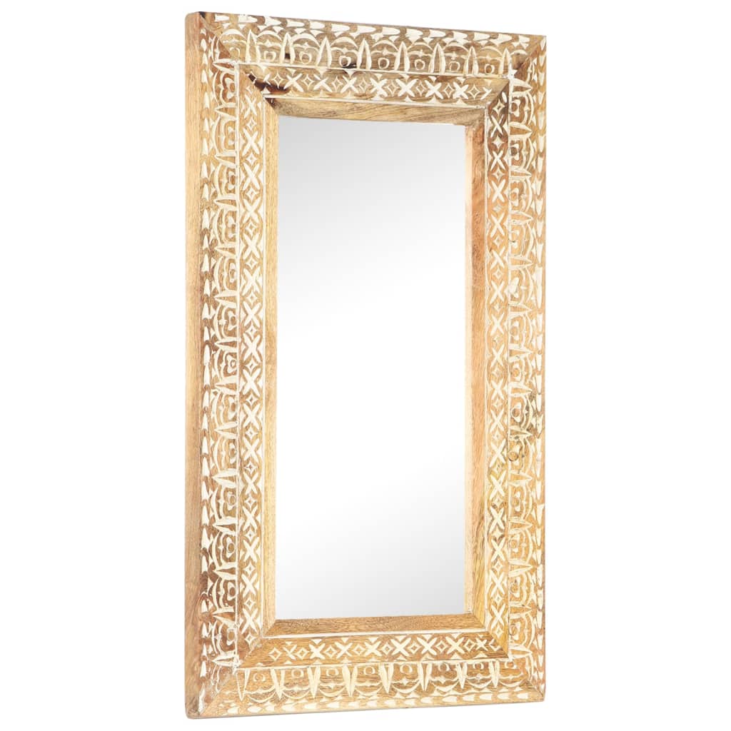 Madera Maciza de Mango Espejo Tallado a Mano Maquillaje Dimensiones 50 x 50 x 2.6 cm, 80 x 50 x 2.6 cm, 110 x 50 x 2.6 cm