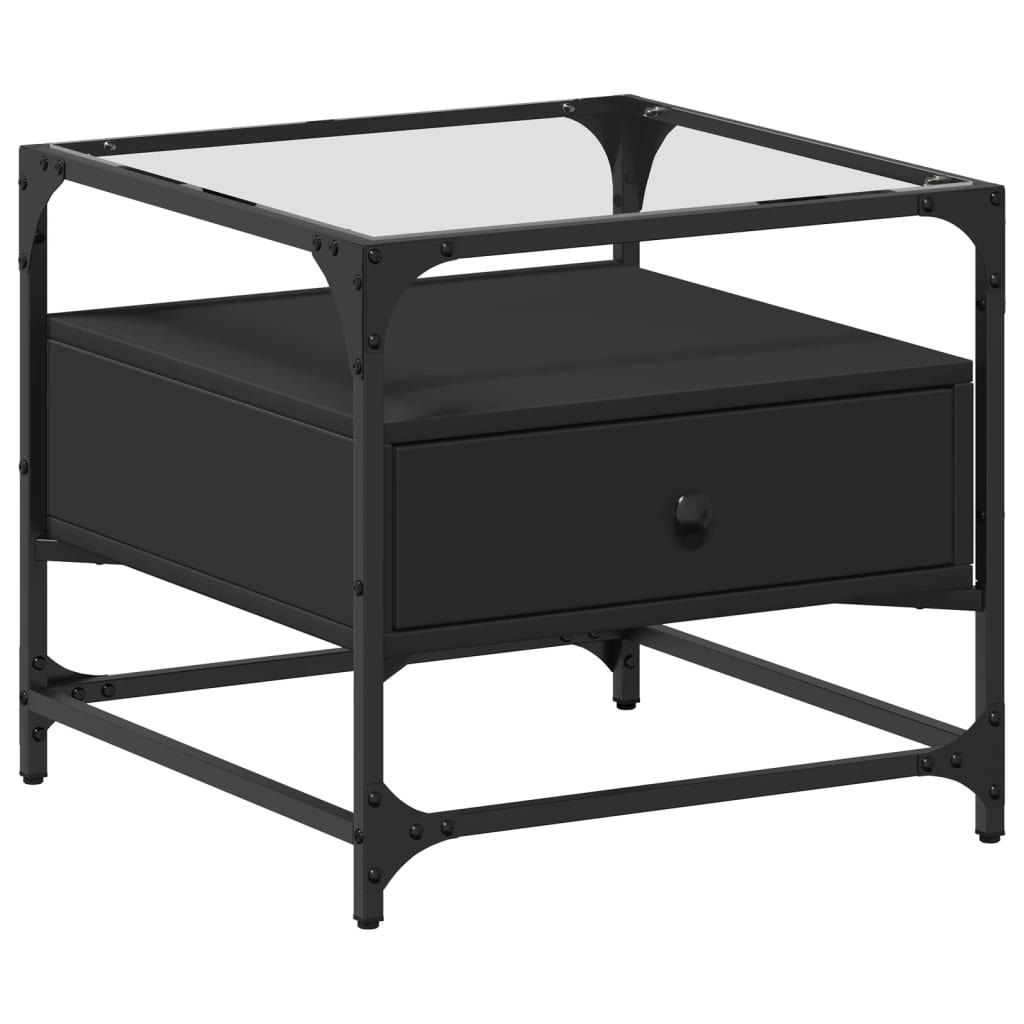Vidaxl Mesa de Centro de Vidrio y Acero 50x50x45 Cm - Negro