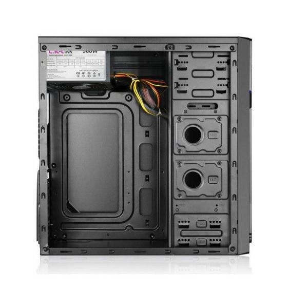 L-Link - Caja de CPU ATX Kluster con fuente de alimentación de 500 W, ventilación optimizada y puertos USB 3.0 frontales para PC gaming y oficina