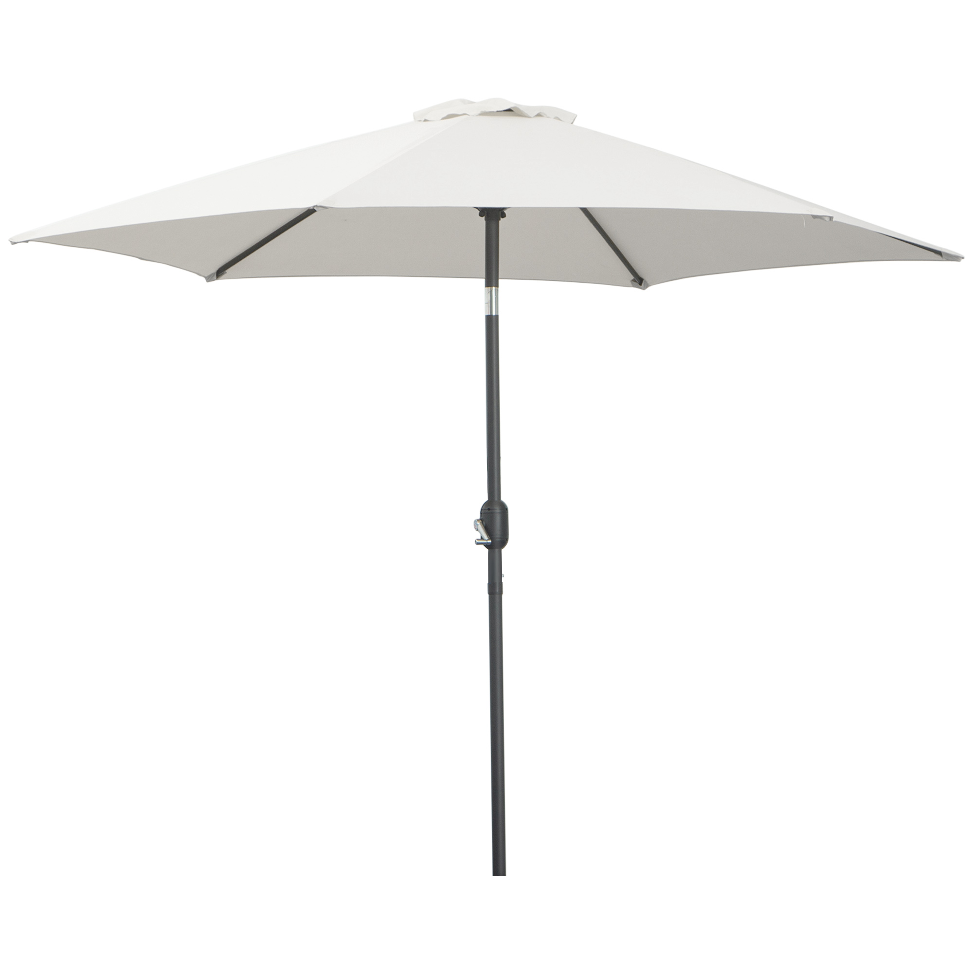 Outsunny Sombrilla de Jardín, Ø260x235 cm, Parasol de Jardín Reclinable con Manivela, Poste Desmontable de Aluminio y 6 Varillas de Metal, para Terraza, Exterior, Balcón, Crema