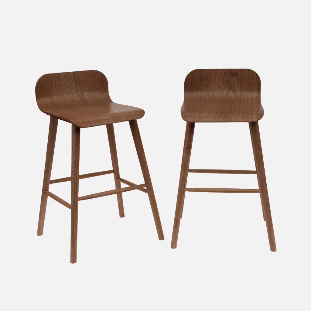 sweeek - Taburete de bar escandinavo de madera de hevea 67,5cm, set de 2  , Cassia , 50x48x84
