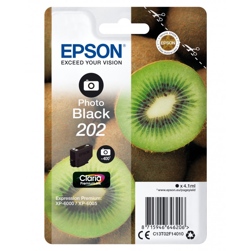 Epson - Kiwi Singlepack Photo Black 202 Claria Premium Ink C13T02F14010