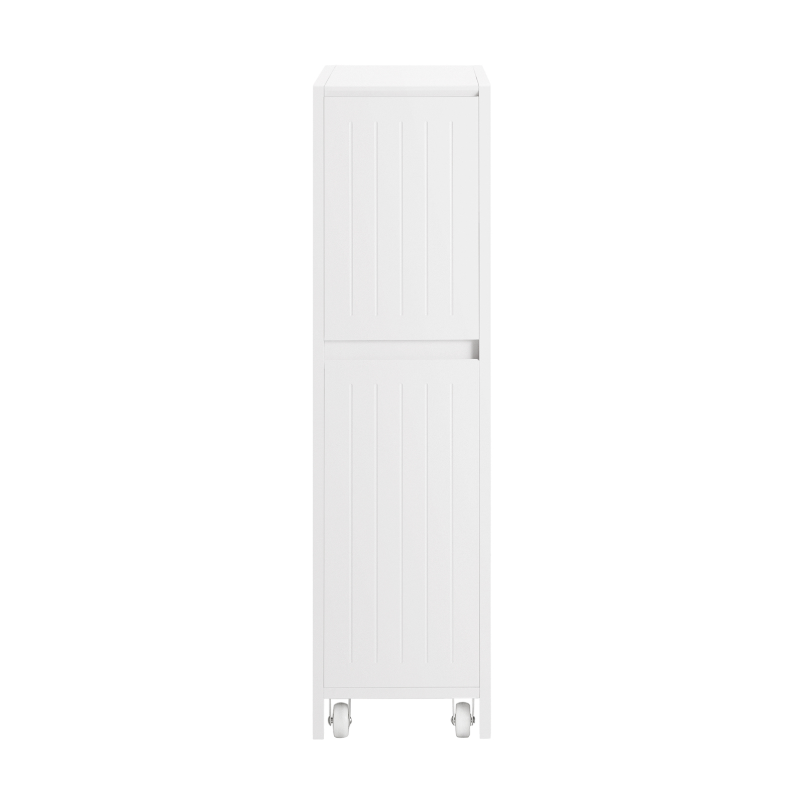 SoBuy Estantería Estrecha para Nichos para Baño Armario Móvil Multifuncional de Almacenaje Mueble Auxiliar con 2 Cajones y 4 Ruedas 60 x 20 x 75 Blanco BZR111-W ES