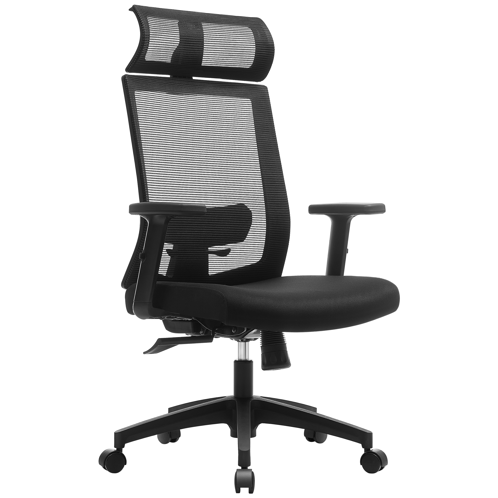 SONGMICS Silla de Oficina de Malla, Silla de Escritorio, Giratorio de 360°, Soporte Lumbar Ajustable, Apoyacabezas y Apoyabrazos, Inclinación del Respaldo hasta 120°, Gris/Negro