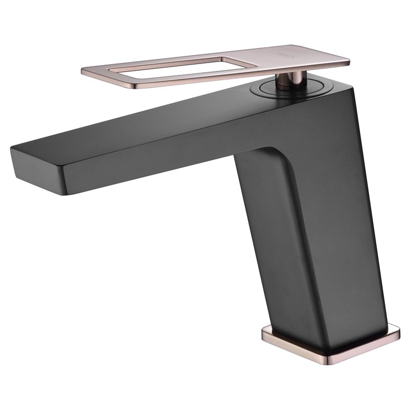 Imex Suecia BDC032-1NOR grifo monomando para lavabo de latón negro y oro rosa con caño recto