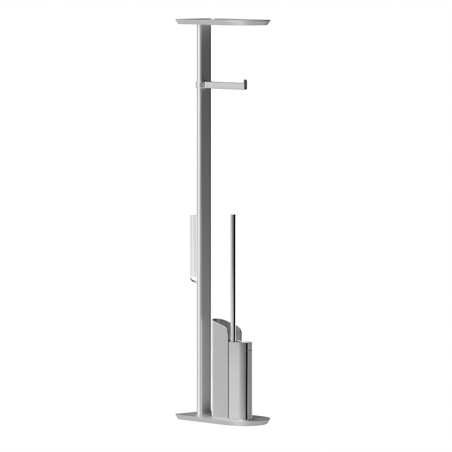 COSMIC Escobillero con portarrollo silicona baño Flat Slim Negro Mate