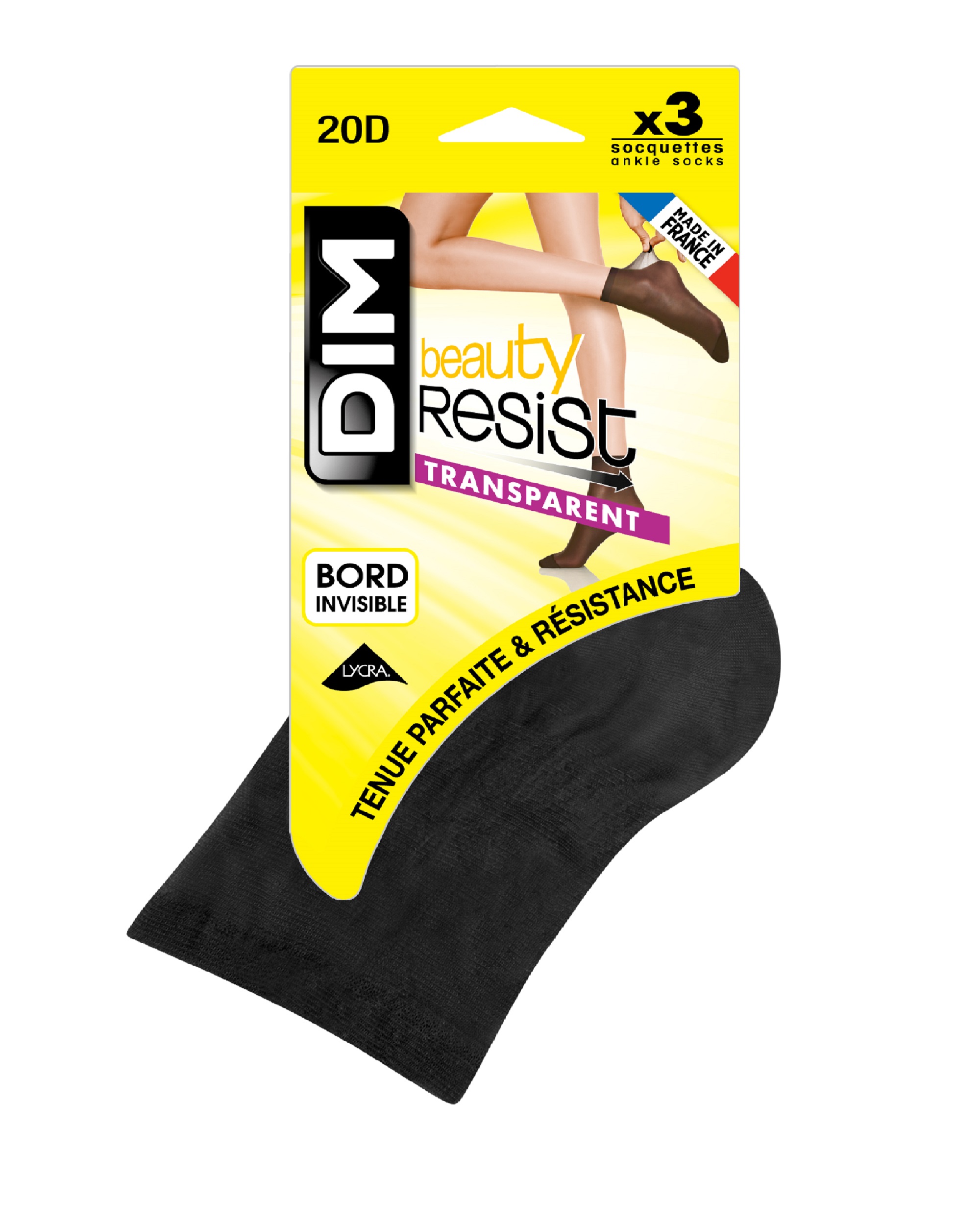 Dim Pack de 3 tobilleros transparentes con puntera reforzada stop malla