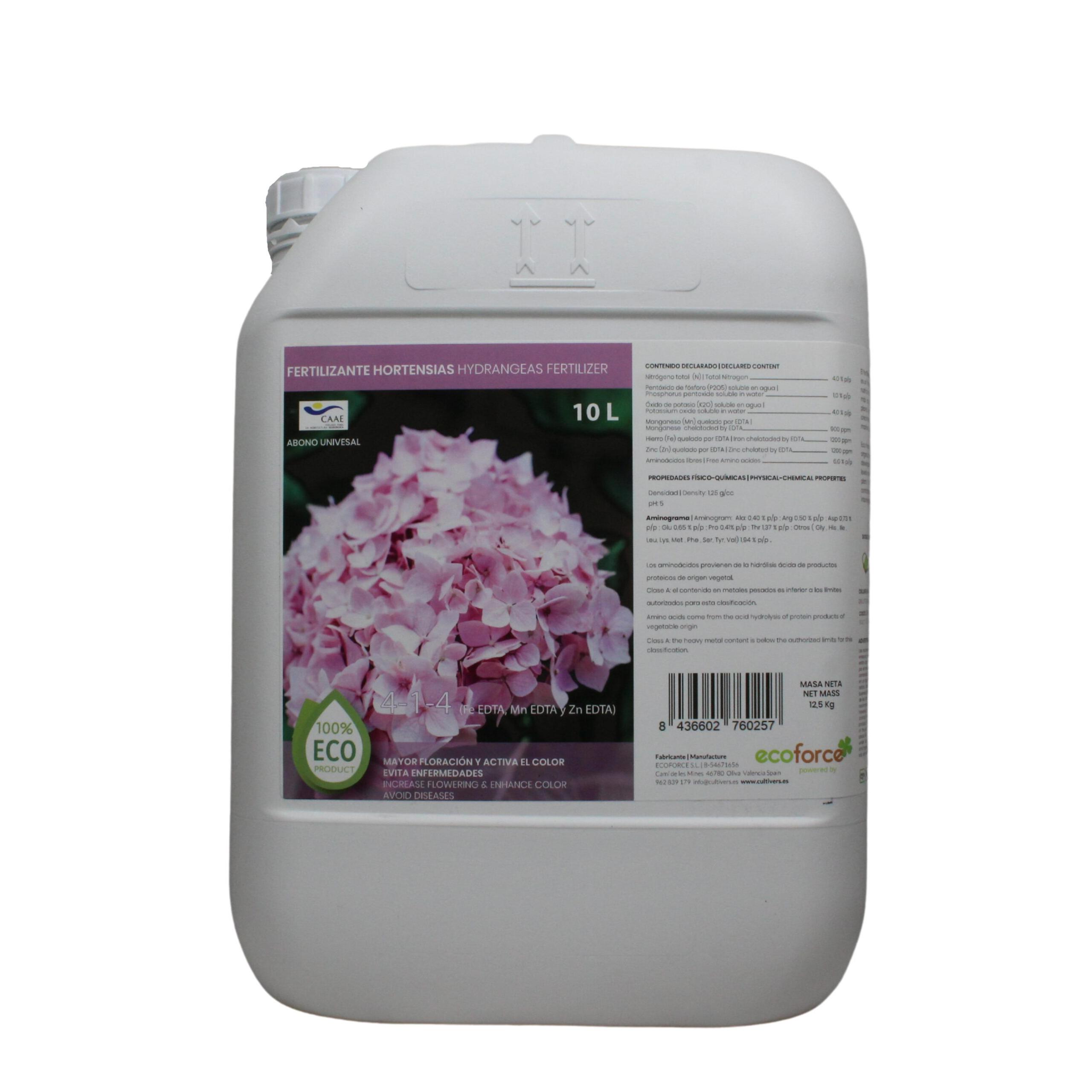 CULTIVERS Abono Hortensias Líquido Ecológico 10 L