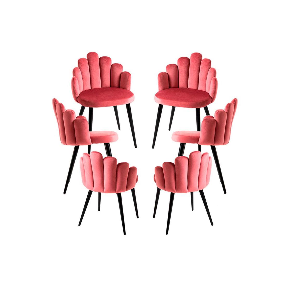 Regalos Miguel - Packs Sillas Comedor - Pack 6 Sillas Hand Patas Negras Terciopelo - Rosa