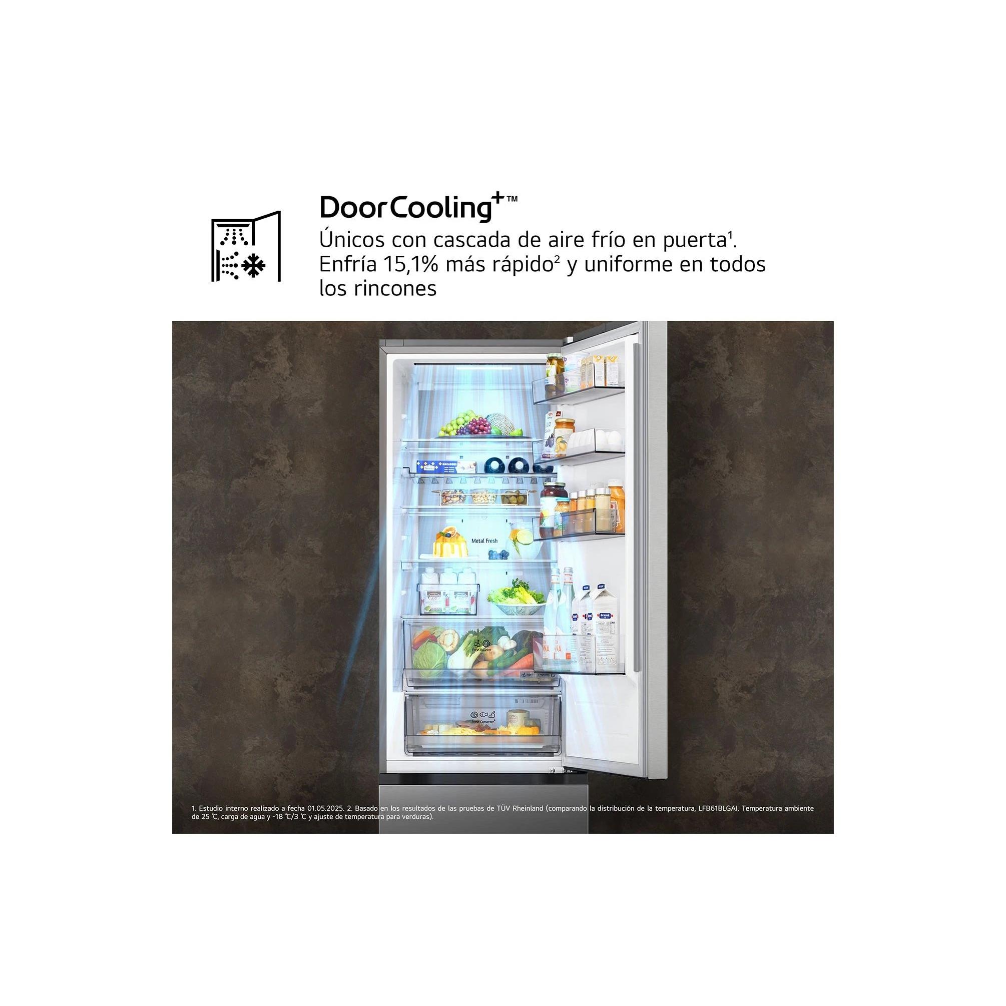 Frigo Combi LG GBBS524CPY Alto 203cm x 59,7cm Clase C Inox  | 375L, Wifi, Balda Plegable Botellero, Garantia de por Vida