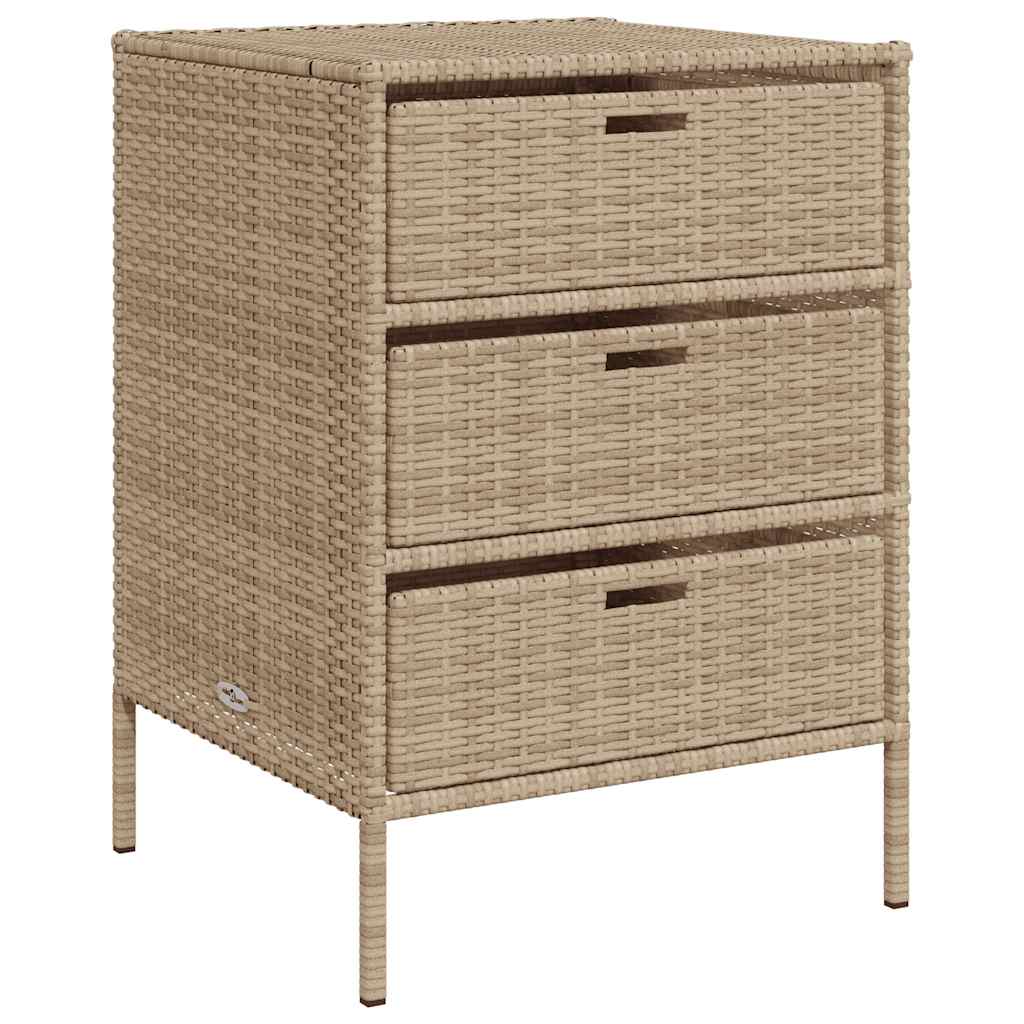 vidaXL Armario de almacenaje de jardín ratán PE beige 55x59x80 cm