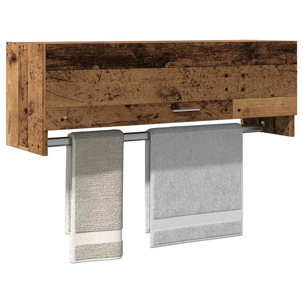 vidaXL Armario de madera contrachapada 100x32,5x35 cm en color Blanco brillante/Marrón roble/Madera antigua y más | almacenamiento funcional diseño moderno para baño dormitorio sala