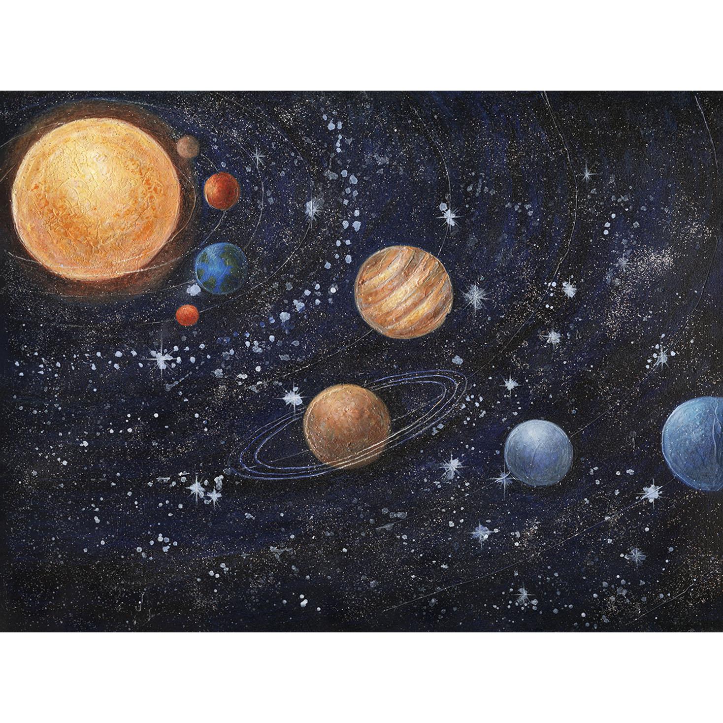 Hispanohogar Cuadro en Lienzo Pintado Al óleo Universo 90x120x3 Cm