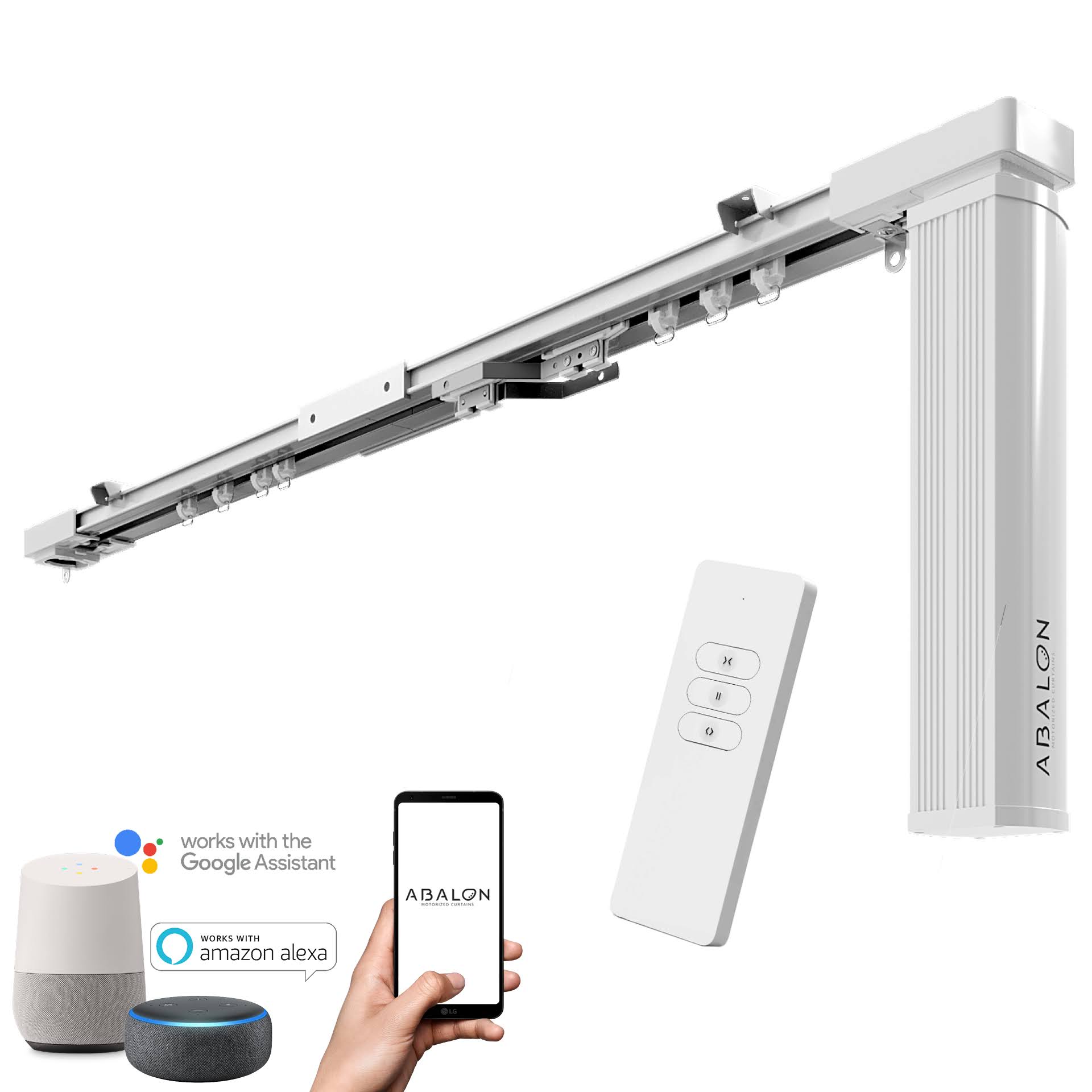 ABALON Riel Motorizado para Cortinas Inteligentes con Motor WiFi, Compatible con Alexa, Google Home y App Tuya, Riel Eléctrico Smart Home