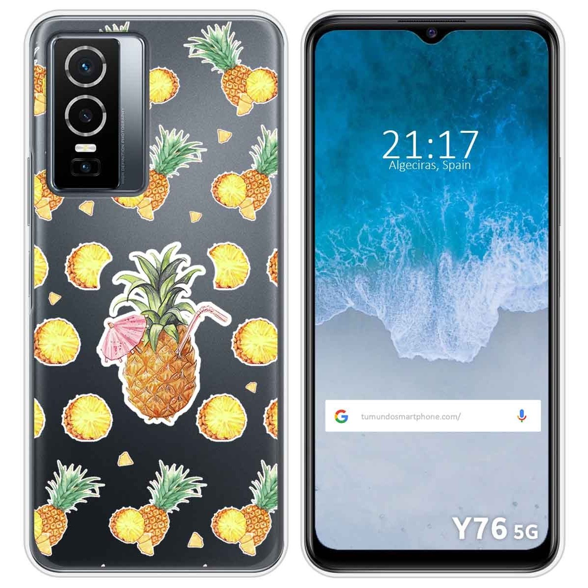 Funda Silicona Transparente para Vivo Y76 5G diseño Piña Dibujos