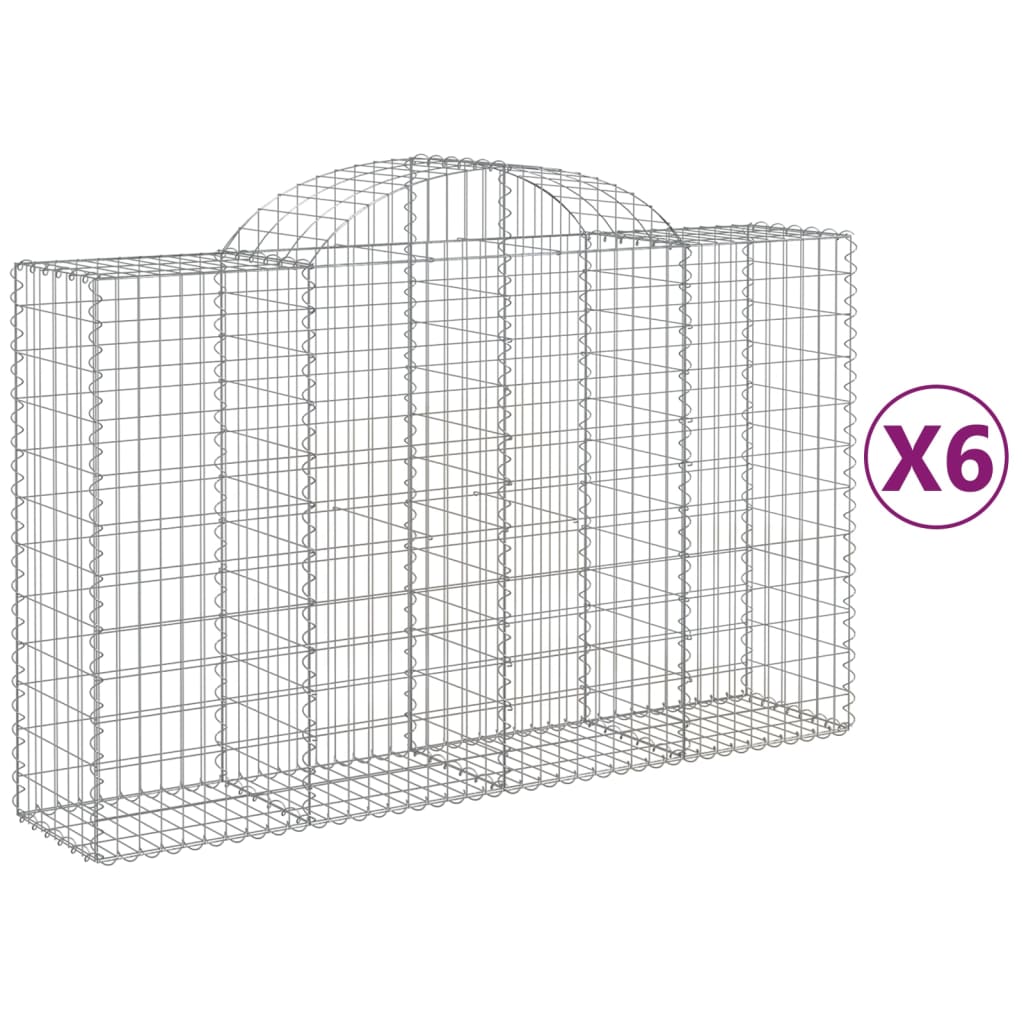 Vidaxl Cestas de Gaviones de Hierro Galvanizado - Set de 6 - Dimensiones 200 X 30 X 180/200 Cm