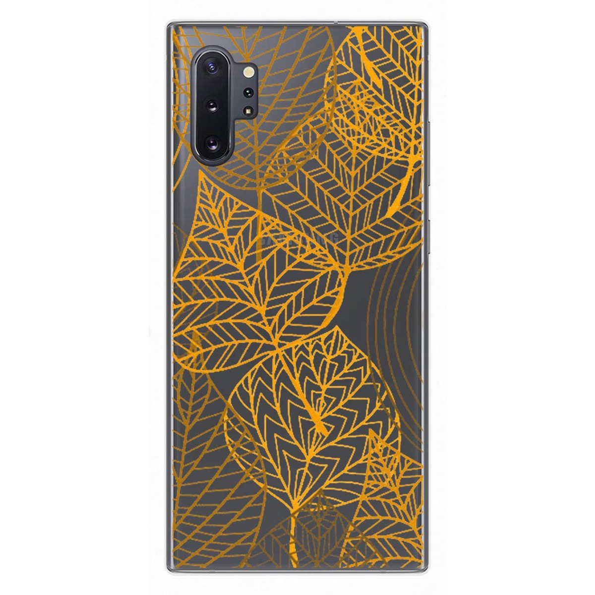 Tumundosmartphone Funda Gel Transparente para Samsung Galaxy Note10+ diseño Hojas Dibujos