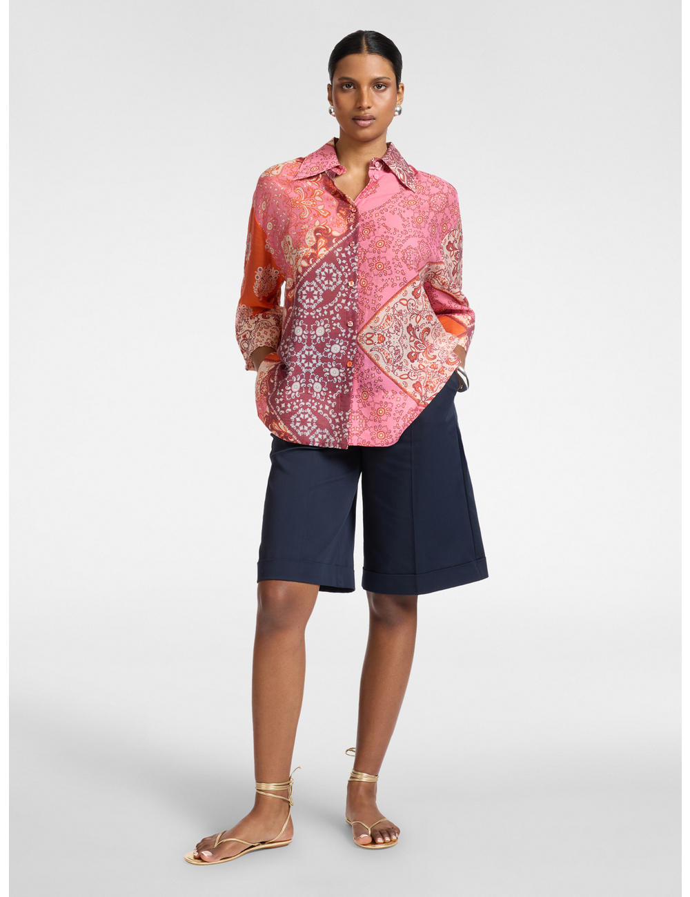 Elena Mirò - Camisa de organza de lyocell estampada