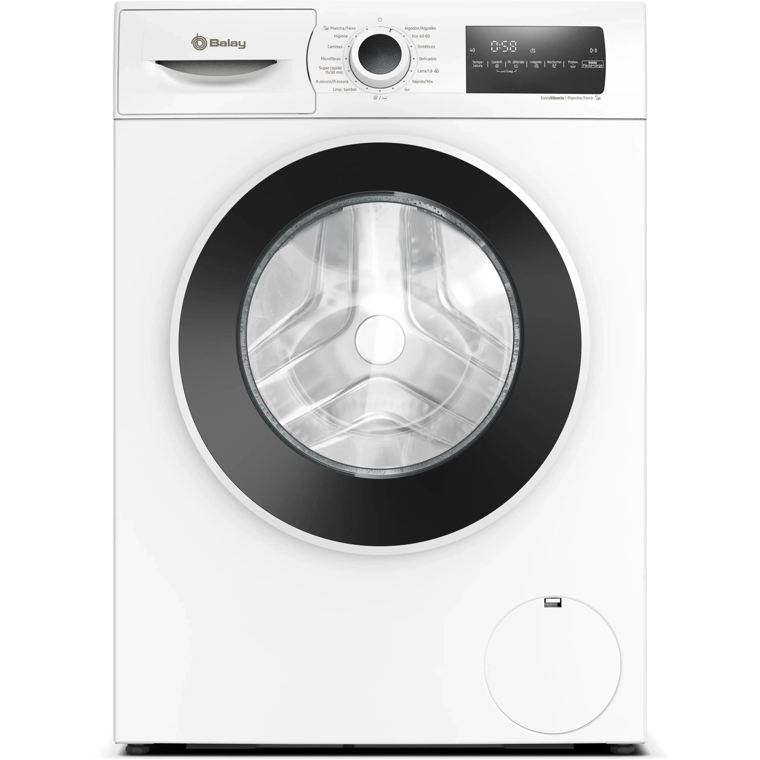 Lavadora BALAY 3TS382B de 8Kg Clase A y 1,2Rpm  | Blanco, Programa Plancha, + rapido, Motor Inverter, Extrasilencio