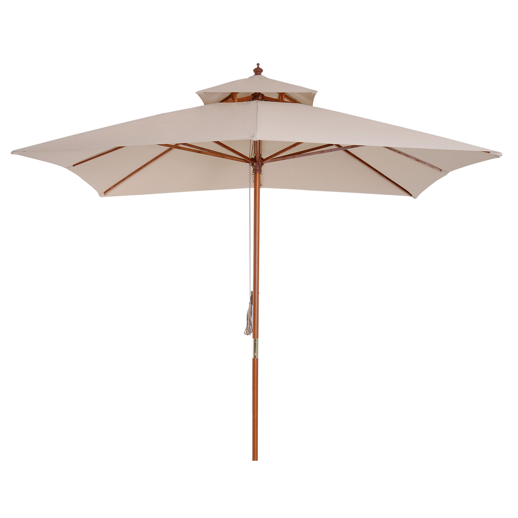 Outsunny Sombrilla de Jardín y Terraza con Parte Superior a Dos Niveles Sistema de Polea Impermeable Poliéster 3x3m