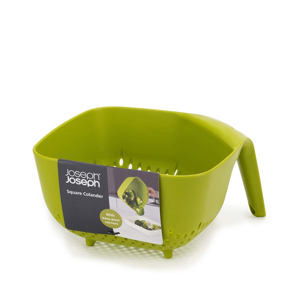 Colador cuadrado Joseph Joseph mediano, ergonómico, apilable, drenaje rápido, apto para lavavajillas