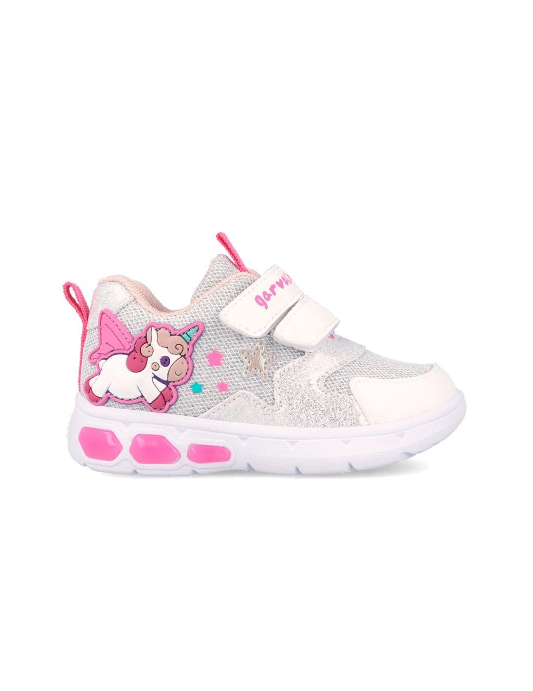 Zapatillas con Luces Garvalín Niña 262720-B050 Blanco y Rosa
