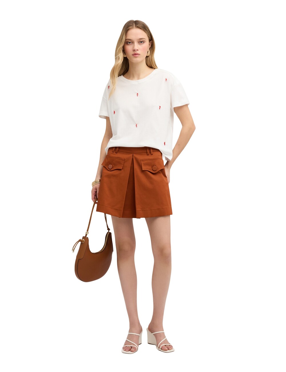 Motivi - Shorts de talle alto con pliegue de fuelle