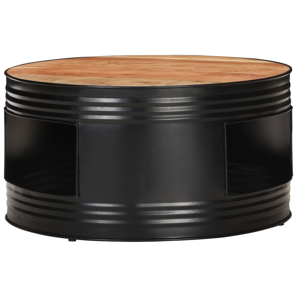 Vidaxl Mesa de Centro de Madera de Mango Maciza 68x68x36 Cm Negro