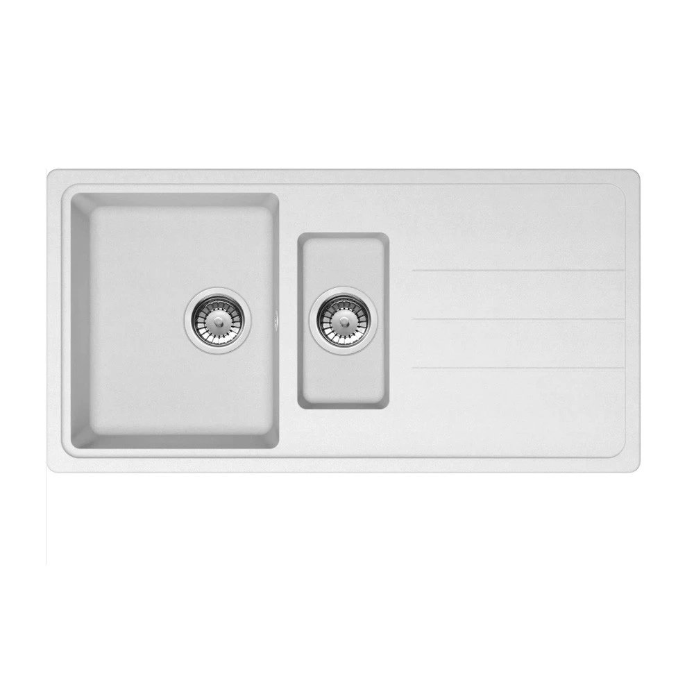 Fregadero de cocina Acero inoxidable Rectangular 2 Senos MEPAMSA JANUS 97.50 ART.  | Blanco, 50cm, x 40cm, ( 20cm )