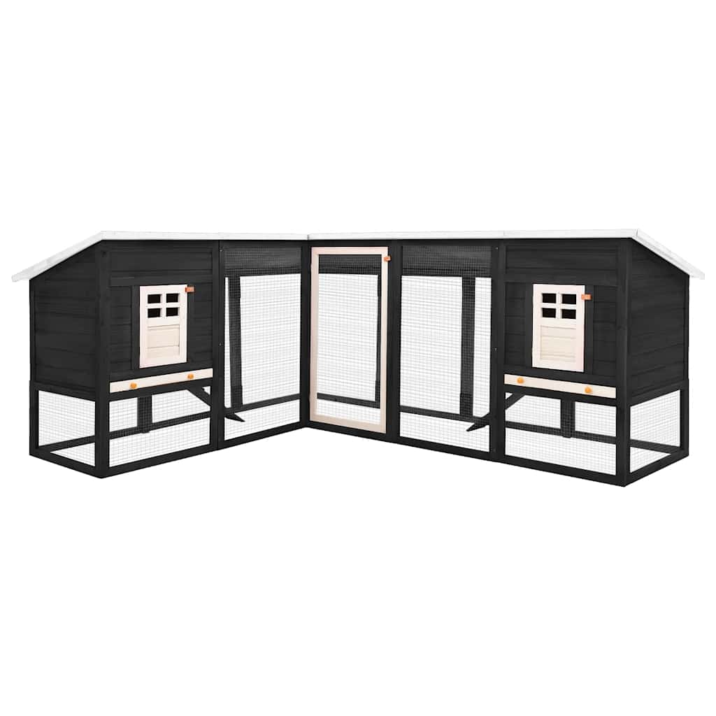 vidaXL Conejera de exterior con corredor madera maciza abeto