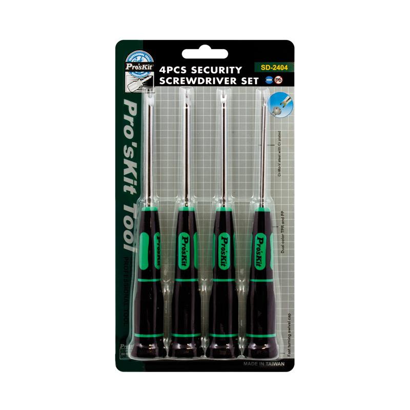Proskit Juego de 4 Destornilladores de Seguridad Tipo Spanner con Mango Ergonómico y Varilla de Acero Resistente