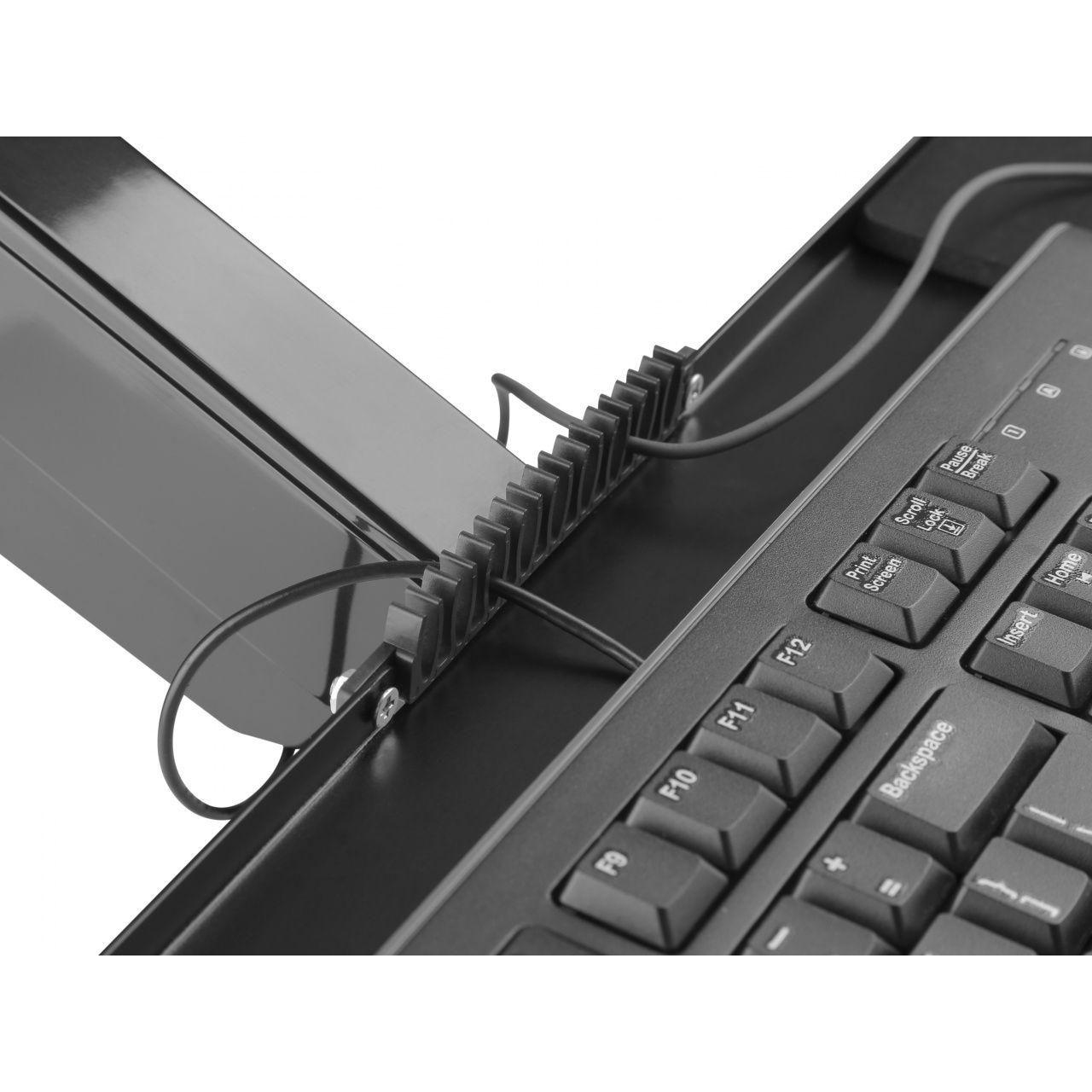 Equip - Soporte para monitor de pared EQUIP 650170 compatible VESA 100x100, ergonómico con resorte de gas y bandeja teclado integrada para oficina y estudio