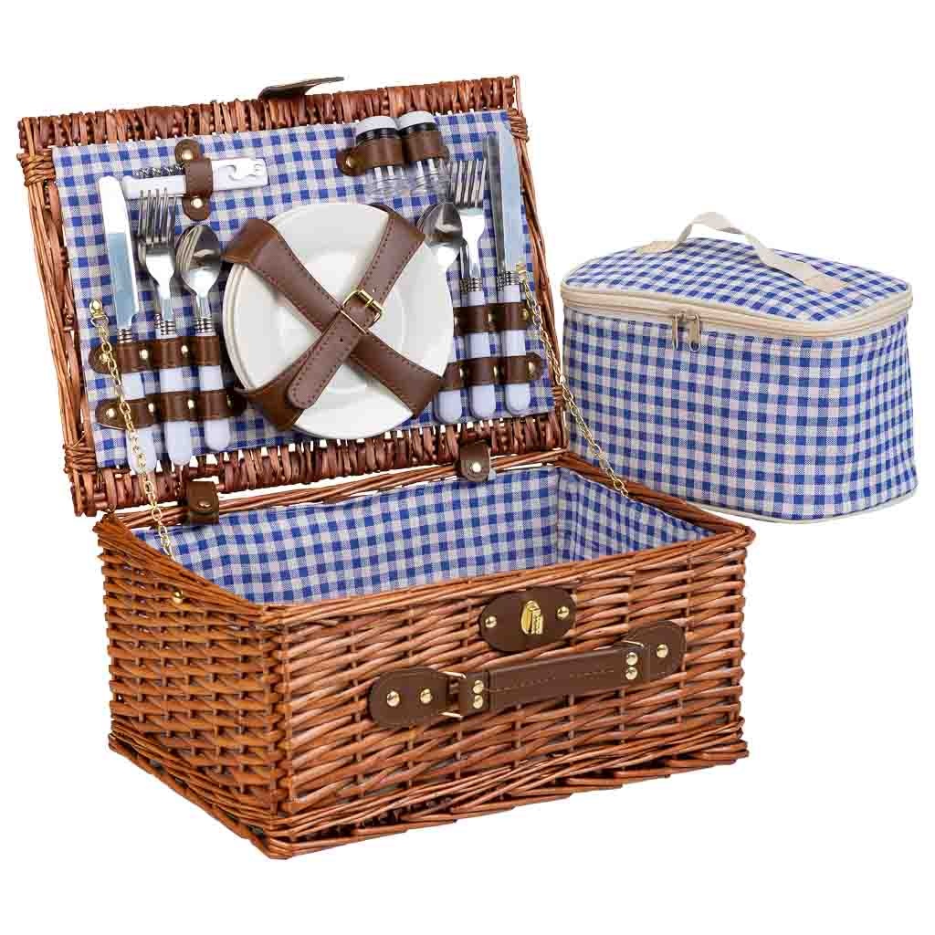 WANDERLUST DECO Cesta de picnic marrón 40x28x20h cm. No viene montado