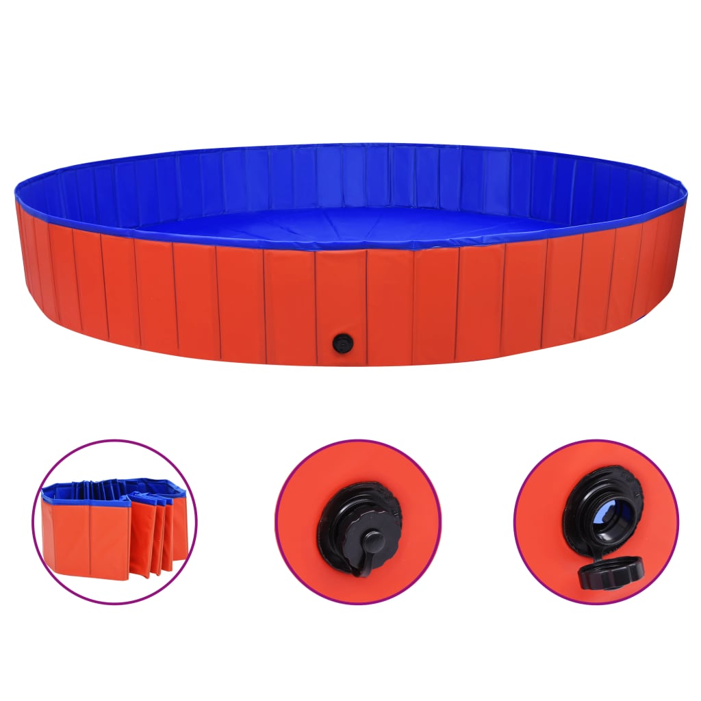 vidaXL Piscina para Perros Plegable PVC 300x40 cm Mascotas Bañera Jardín Color Azul,  Rojo, y mas
