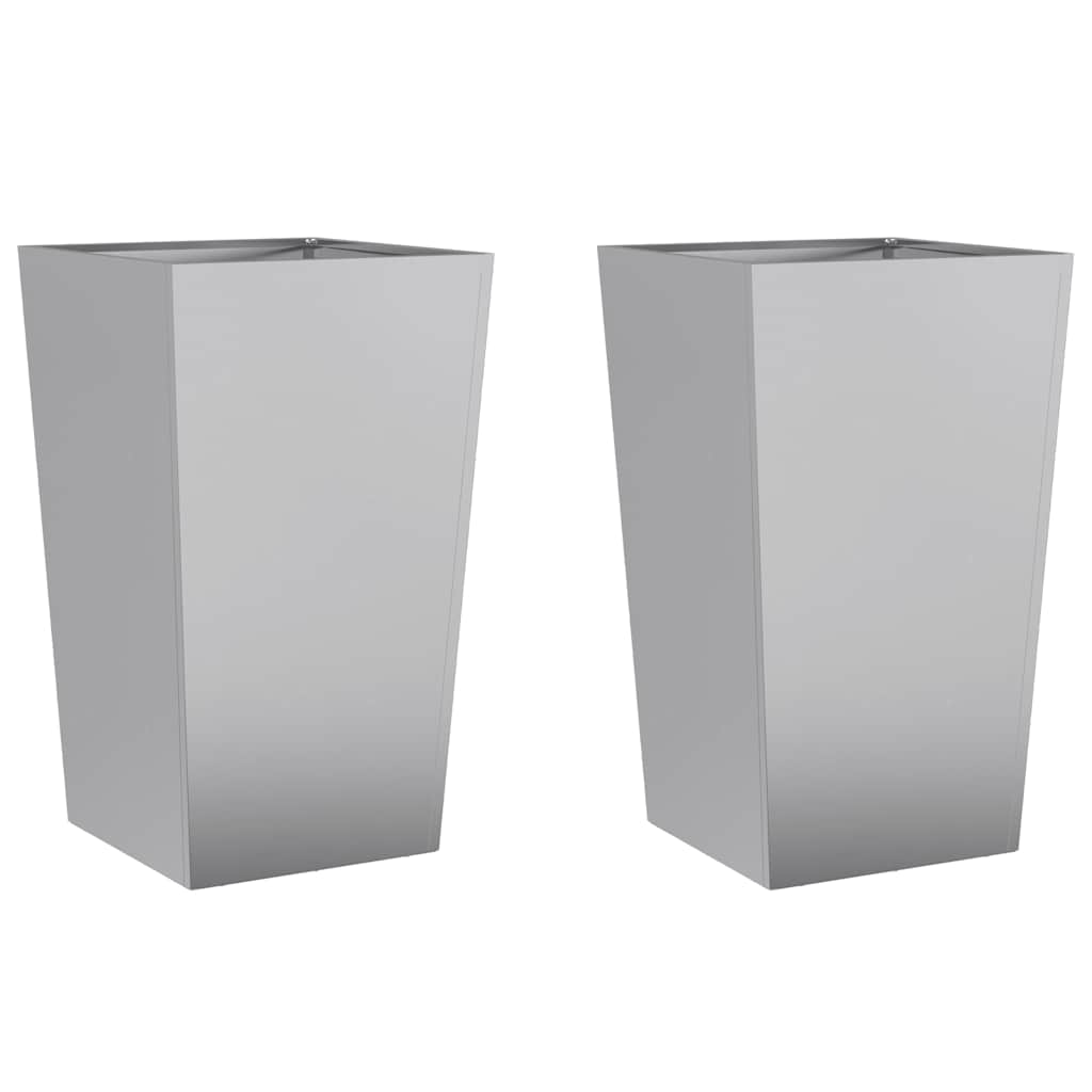vidaXL Jardineras 2 uds acero inoxidable 45x45x75 cm en color Acero galvanizado/gris/Acero/Negro/Acero/Blanco y más