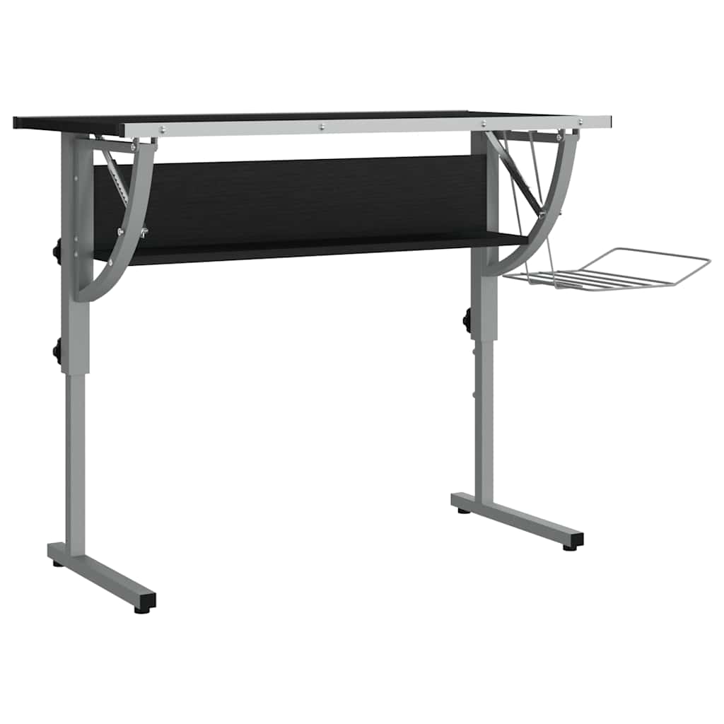vidaXL Mesa de dibujo madera y acero y gris 110x53x(58-87) cm en color Negro/Roble Sonoma/Blanco | estructura resistente ideal para salón dormitorio o estudio
