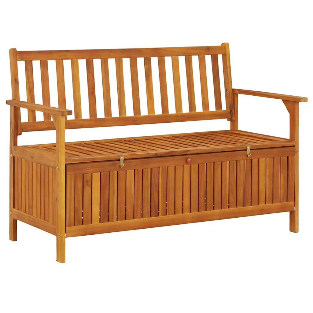 vidaXL Banco de almacenaje de jardín madera de acacia maciza 120 cm en color Marrón/Marrón y blanco