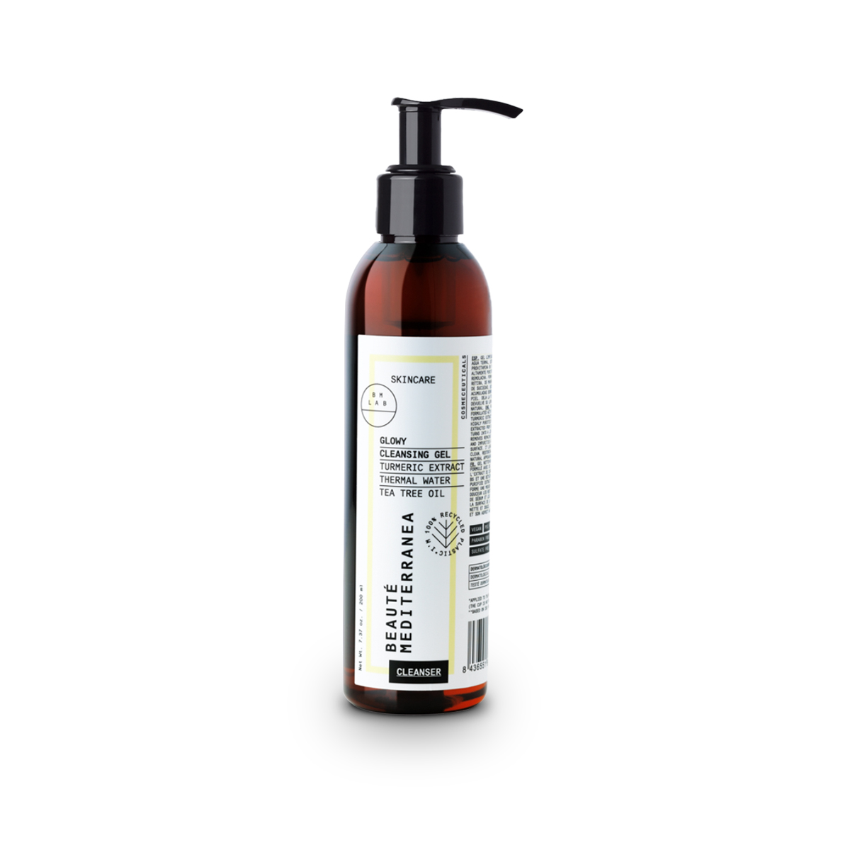 Beauté Mediterranea - GLOWY CLEANSING GEL - Gel Limpiador Facial - Efecto Iluminador e Hidratante - Ideal para Pieles Maduras o Acnéicas - 100% Vegano - 200 ml