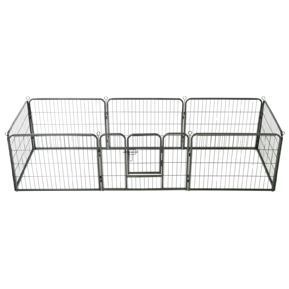 vidaXL CORRAL PARA PERROS 8 PANELES DE ACERO 60X80 CM NEGRO