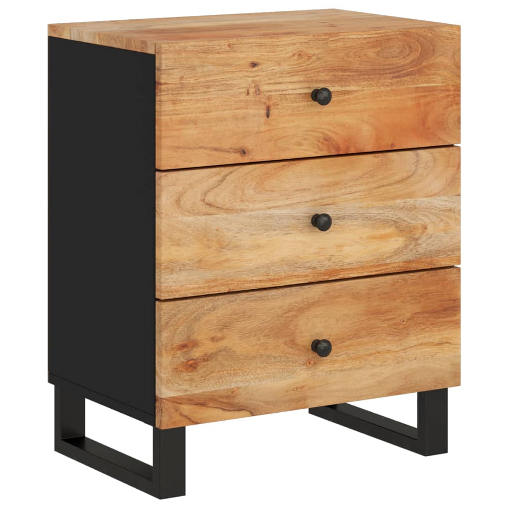 Vidaxl Mesita de Noche de Madera Acacia Contrachapada 50x33x62 Cm Clara