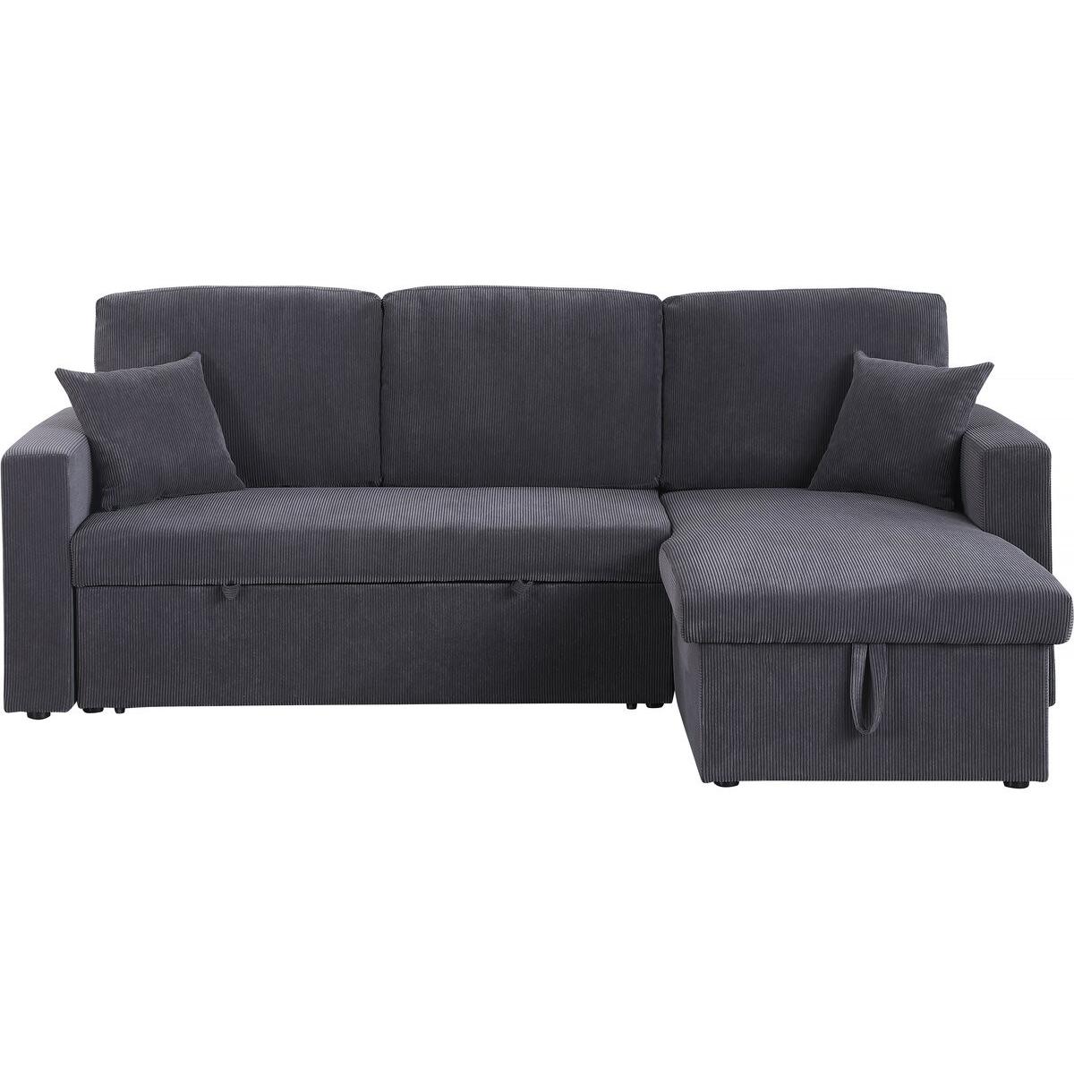 Habitat y Jardin - Sofá esquinero convertible de pana  - 3 asientos - Gris