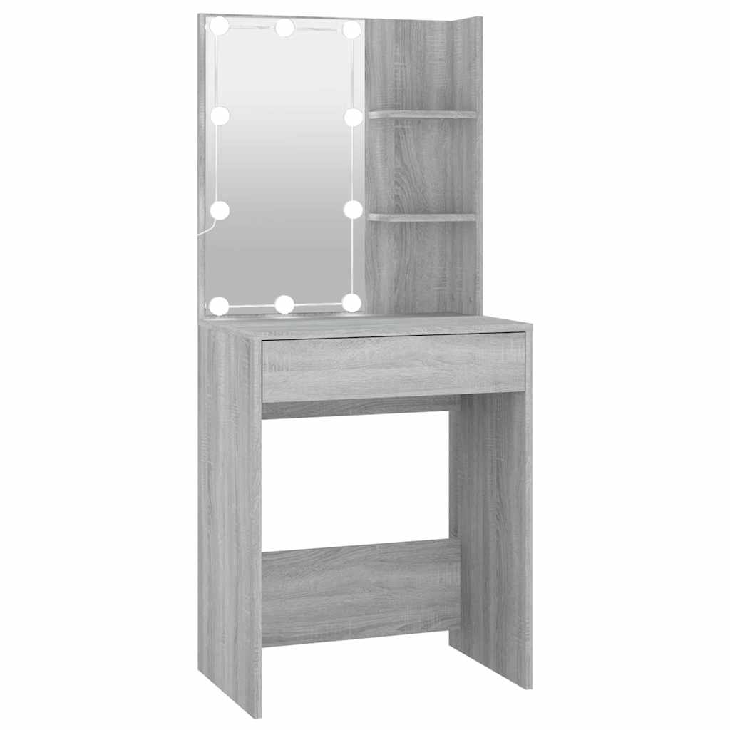 vidaXL Tocador con LED color 60x40x140 cm en color Roble Sonoma/Gris sonoma/Madera antigua y más