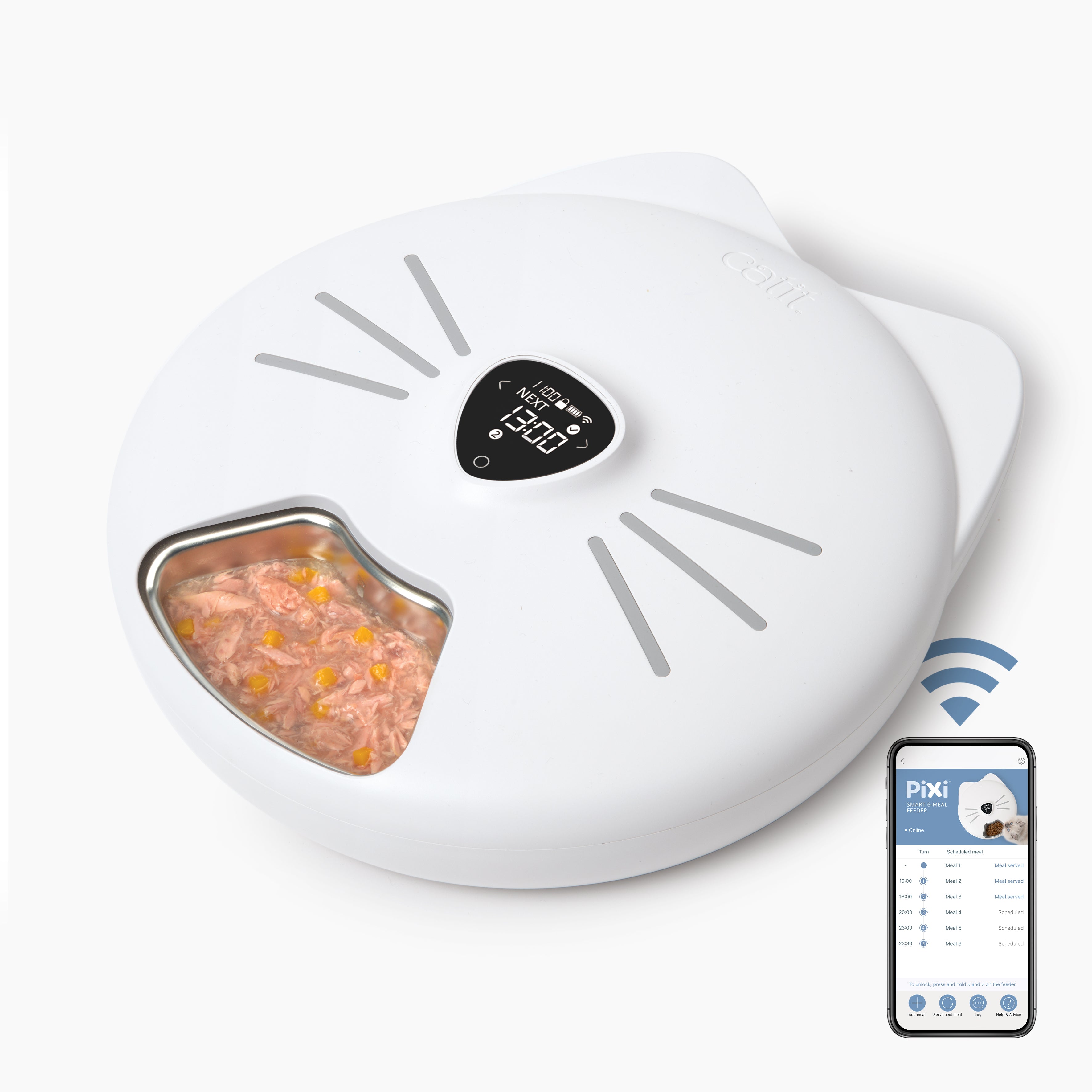 Comedero Inteligente 6 Raciones con Bandeja de Acero Inoxidable Catit PIXI