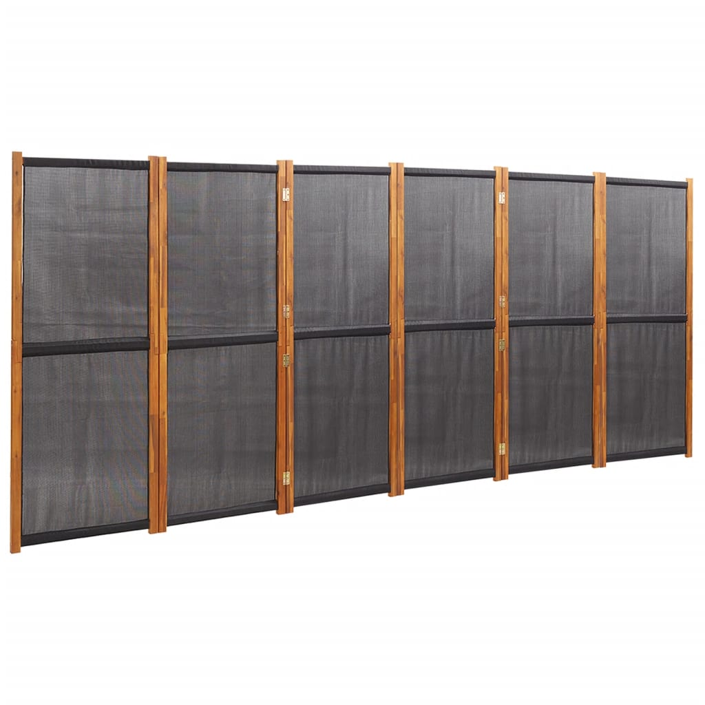 vidaXL Biombo divisor de 6 paneles negro 420x180 cm