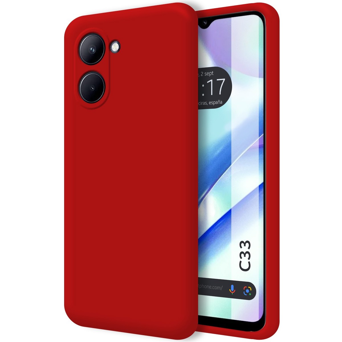 Tumundosmartphone Funda Silicona Líquida Ultra Suave Roja para Realme C33