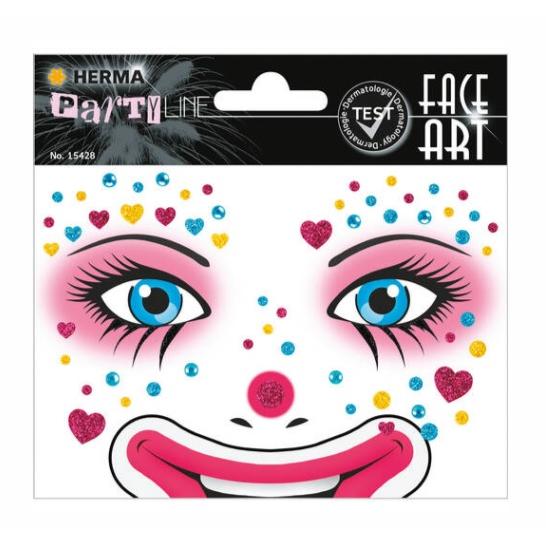 Pegatinas face art clown annie glittery foil