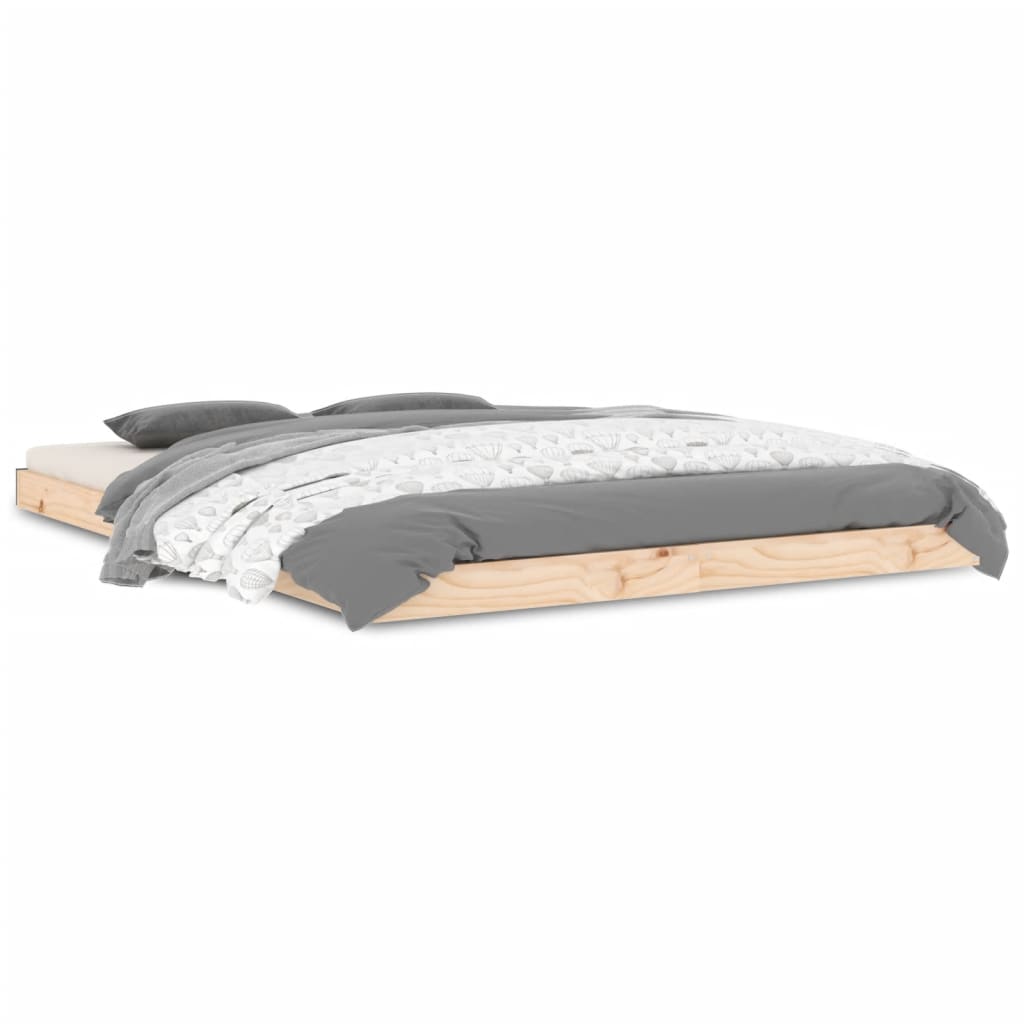 vidaXL Estructura de cama madera maciza de pino 135x190 cm