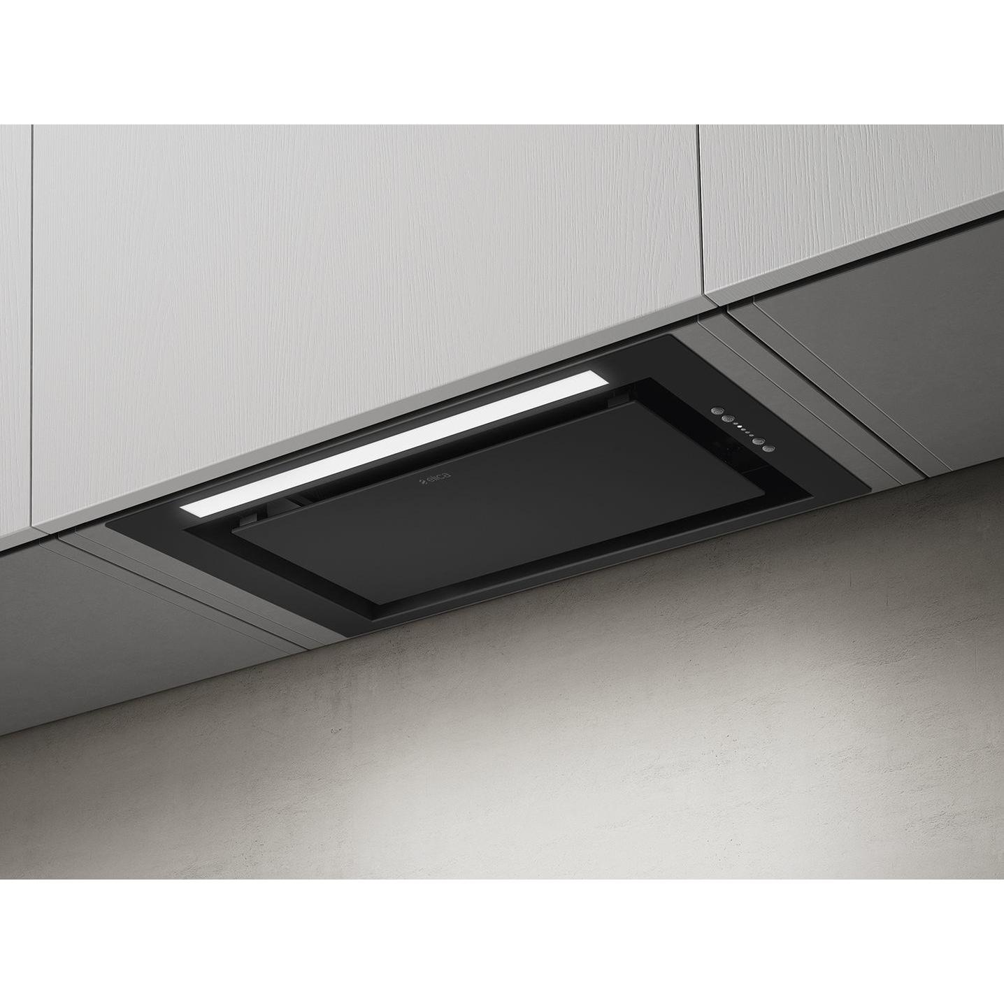 Elica LANE BL MAT/A/72 Built-in Kitchen Extractor Hood, Black and Gray, 550 m³/h High Suction, 3 Speeds, Energy Class B, LED Light, 1 Aluminum Filter, Ducted/Recirculation, 65 dB Noise Level