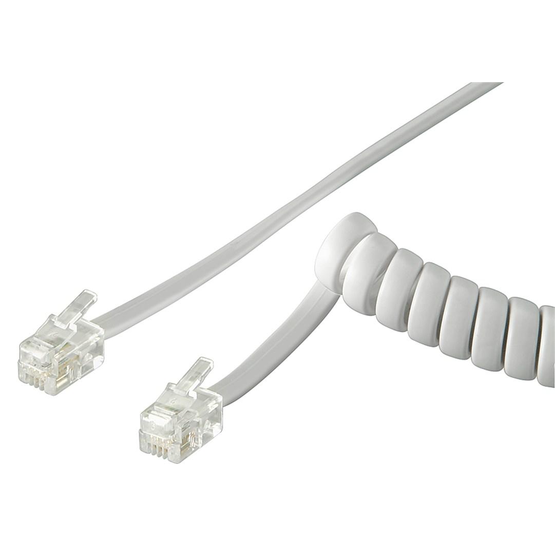 Telefonhörer-Spiralkabel 2xModularstecker RJ10 4P4C 4m weiss