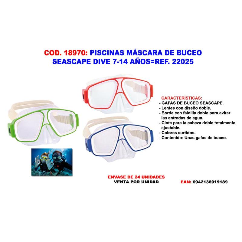 Piscinas mascara de buceo seascape dive 7-14 años 22025